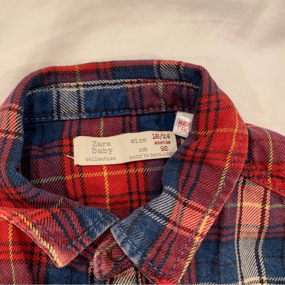 Zara Baby Boy Checkered Button Down Shirt - 18-24 Months - Picture 5 of 5